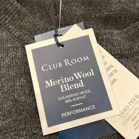 Club Room Merino Wool blend Ebony Heather crew neck sweater size XL NWT - Picture 6 of 10